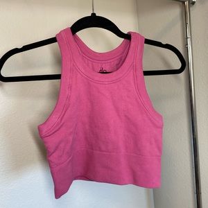 ALO Yoga Raspberry Pink Ribbed Cropped Tank Top Bra